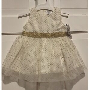 New Special Occasion Dress Carter's Just One You Gold Polka Dot  Size 3M Wedding